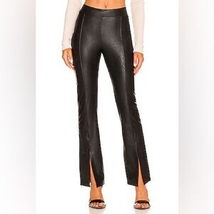 Commando Black Faux Leather Boot-Cut Split-Hem Pants